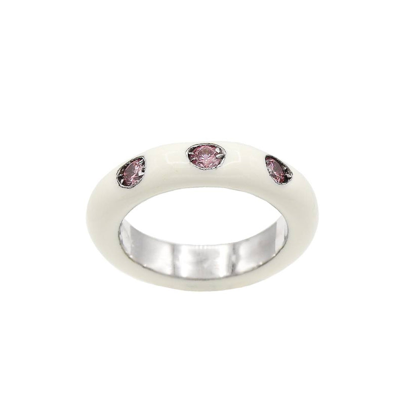 White/Pink Enamel Ring
