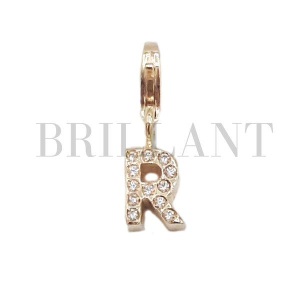 White Initial R Mini Charm