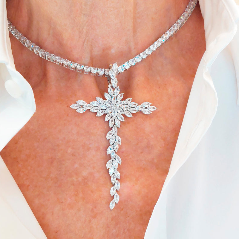 Silber/Weißes STERN-Kreuz