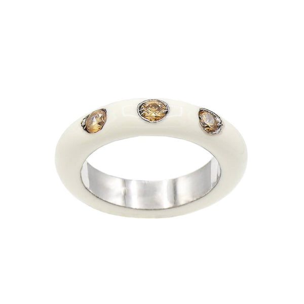 Anillo Esmalte Blanco/Ámbar
