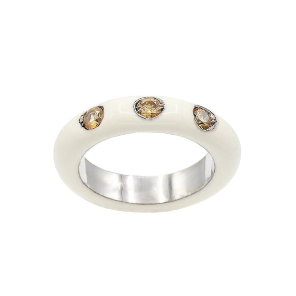 White/Amber Enamel Ring