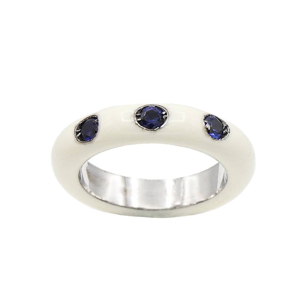 White/Blue Enamel Ring