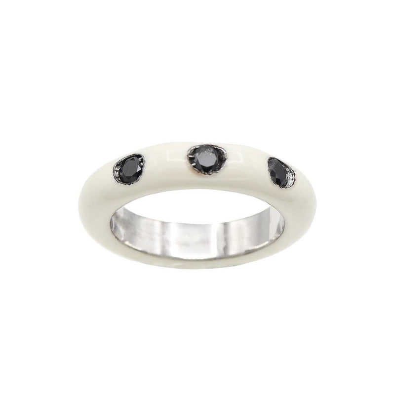 Weiß/schwarzer Emaille-Ring