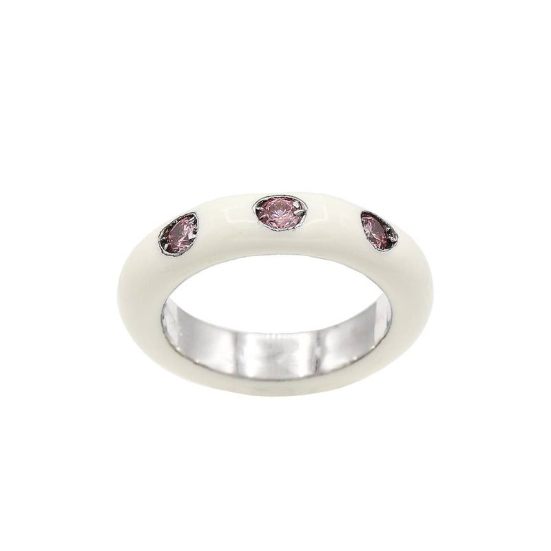 Anillo Esmalte Blanco/Rosa