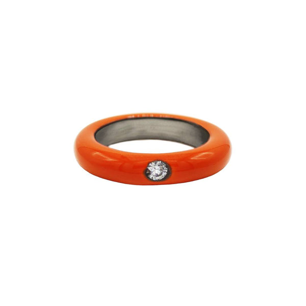 Anillo Esmalte Naranja/Blanco