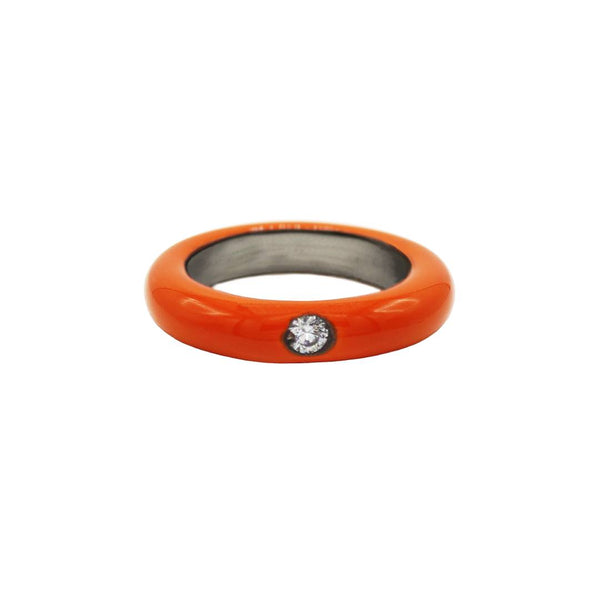 Orange/weißer Emaille-Ring
