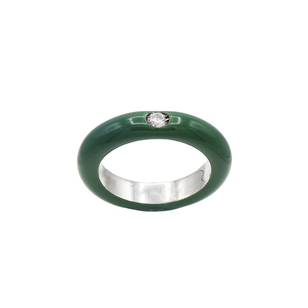 Anillo Esmalte Verde/Blanco