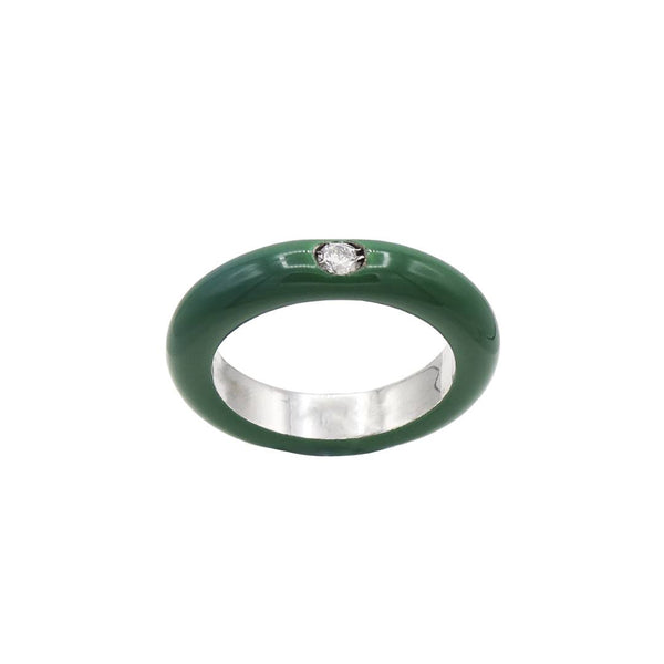 Green/White Enamel Ring