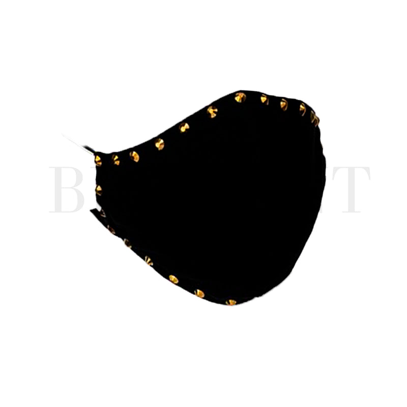Mascarilla Negro - Pedrería Dorada