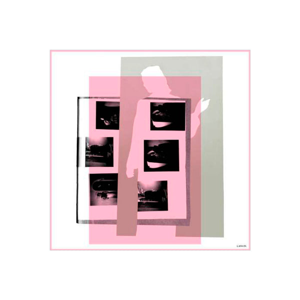 Pinkfarbener Seidenschal mit Collage-Print