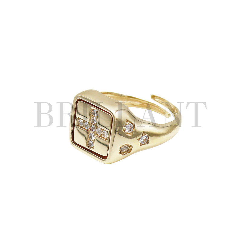 Anillo SELLO Cruz Pavé