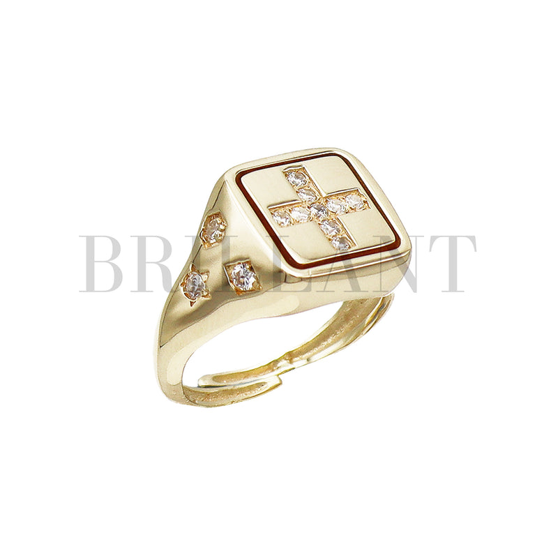 Anillo SELLO Cruz Pavé